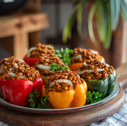 Stuffed Bell Peppers with Lentils