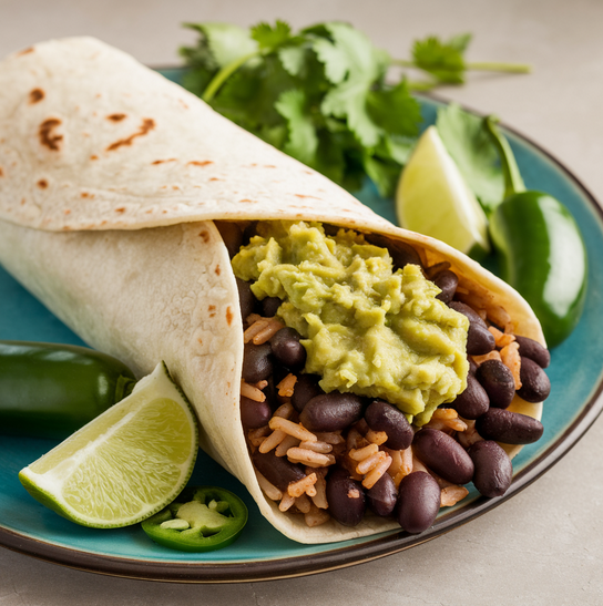 Chipotle Smoky Black Bean Burritos with Guacamole