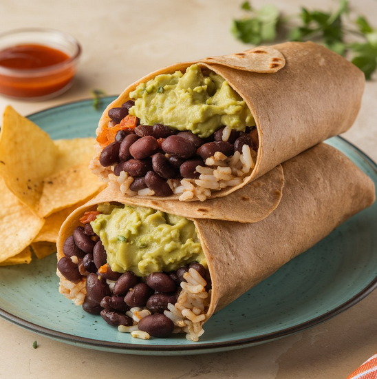 Chipotle Smoky Black Bean Burritos with Guacamole