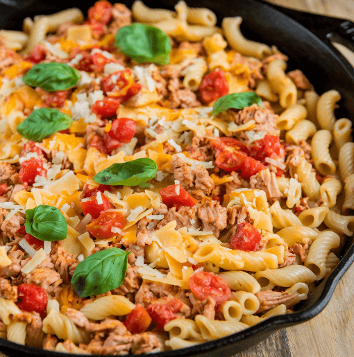 One-Skillet Cheesy Ground Chicken Pasta