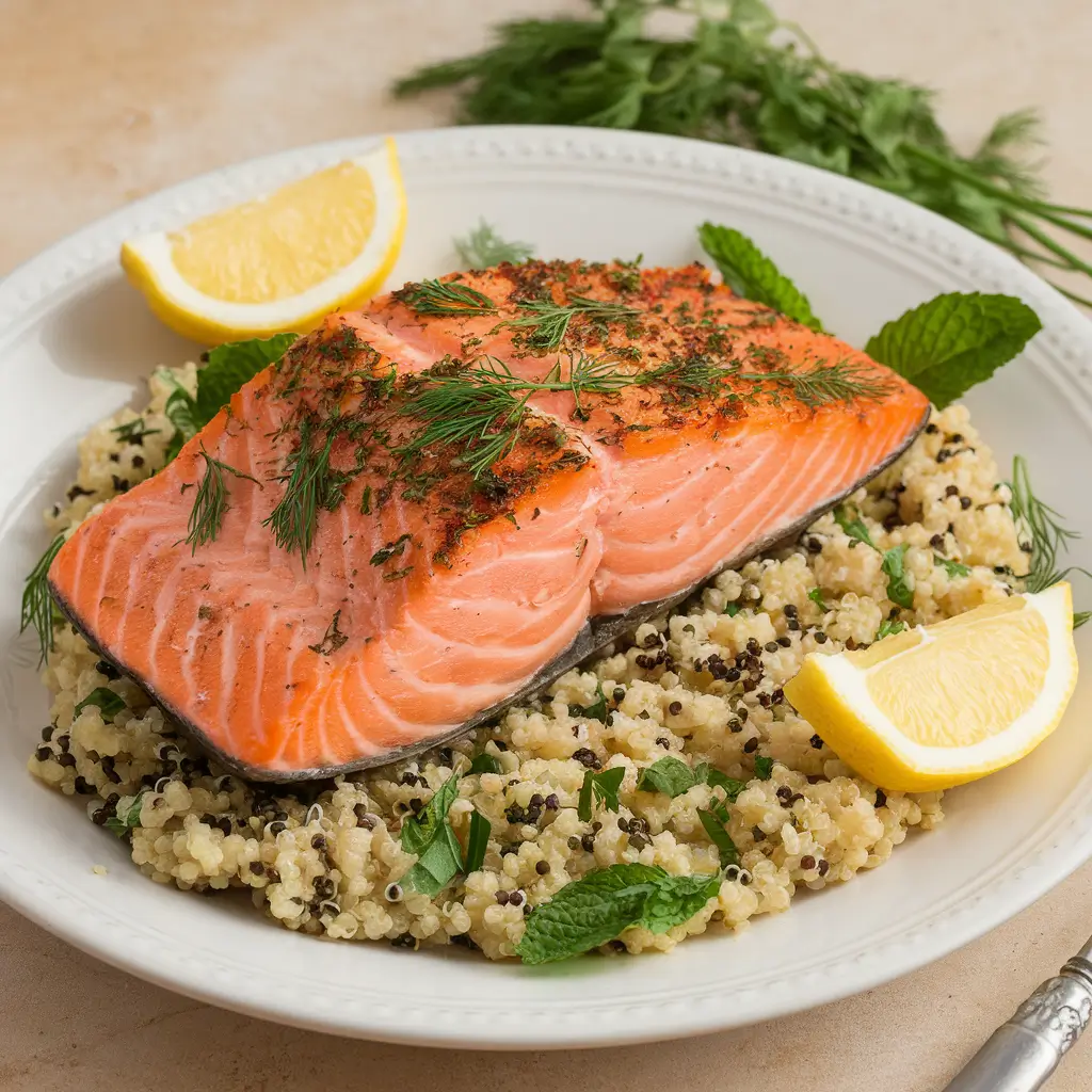 Herbed Salmon and Quinoa Pilaf: A Healthy and Flavorful Dish